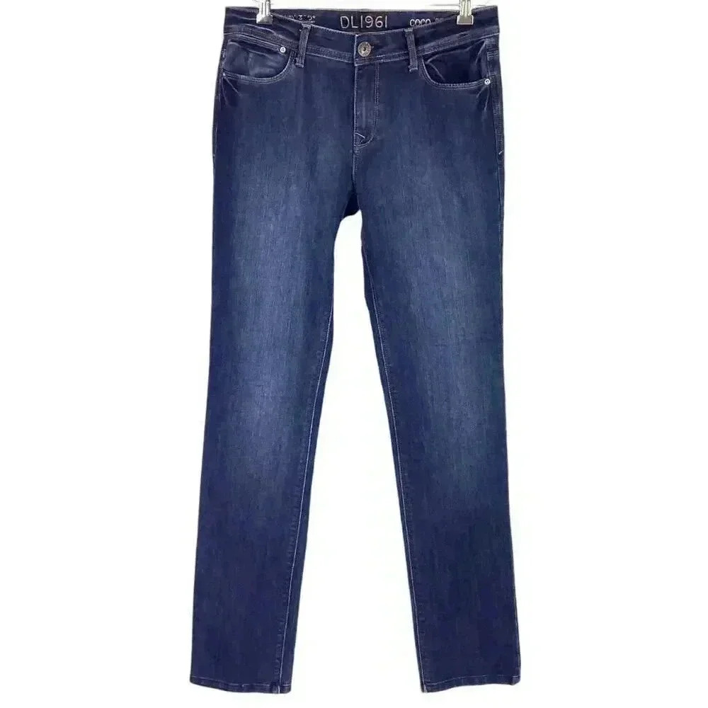 DL 1961 Jeans Womens 30 Blue Coco Curvy Straight Mid Rise Stretch Dark Wash